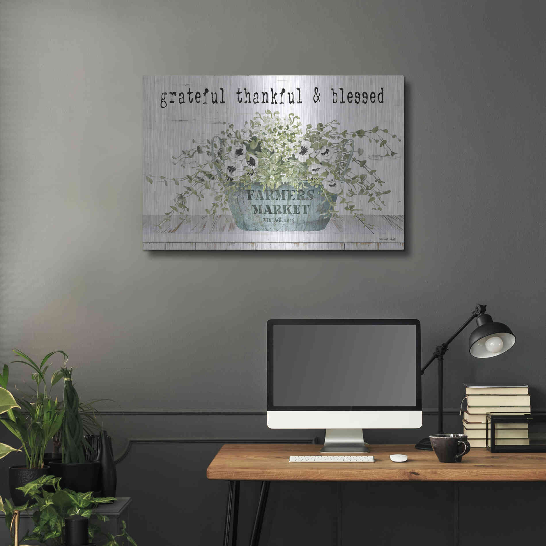 Luxe Metal Art 'Grateful Thankful & Blessed' by Cindy Jacobs, Metal Wall Art,36x24