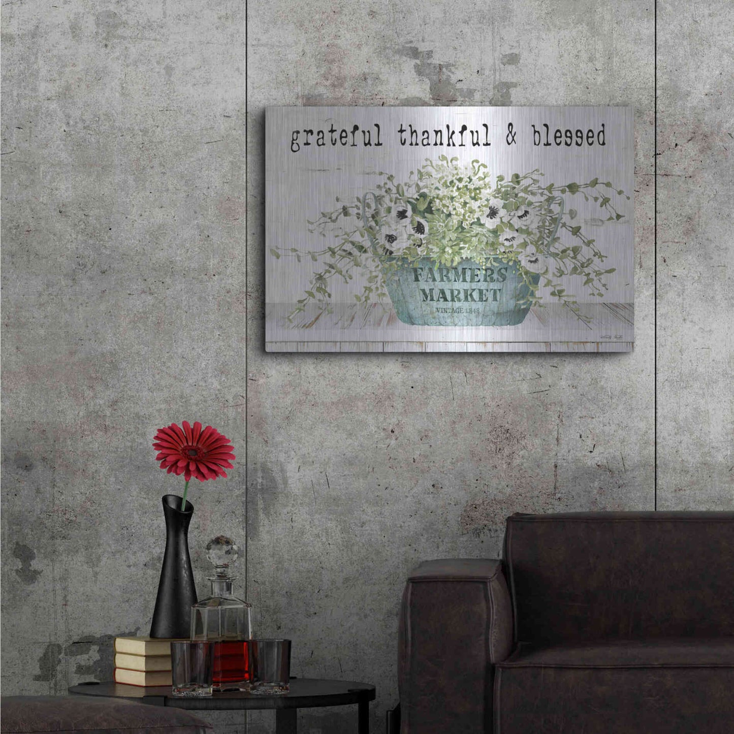 Luxe Metal Art 'Grateful Thankful & Blessed' by Cindy Jacobs, Metal Wall Art,36x24