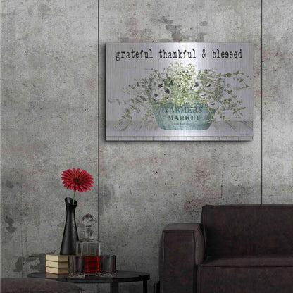 Luxe Metal Art 'Grateful Thankful & Blessed' by Cindy Jacobs, Metal Wall Art,36x24