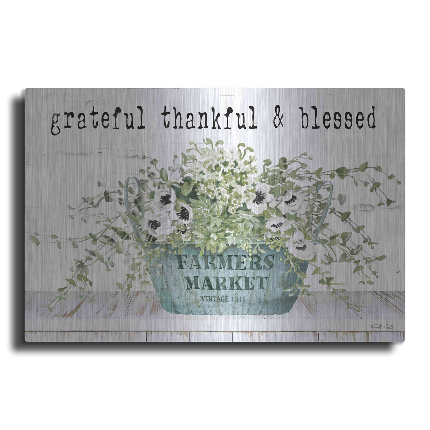 Luxe Metal Art 'Grateful Thankful & Blessed' by Cindy Jacobs, Metal Wall Art