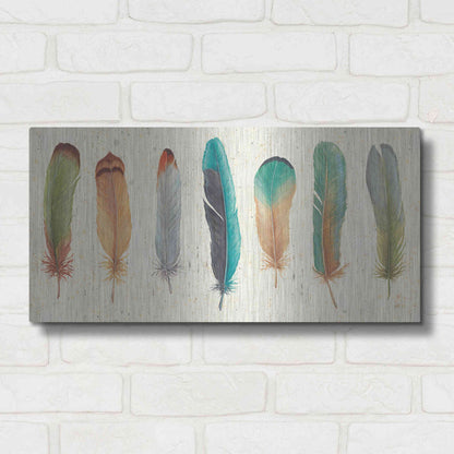 Luxe Metal Art 'Feather Tales VII' by Daphne Brissonet, Metal Wall Art,24x12