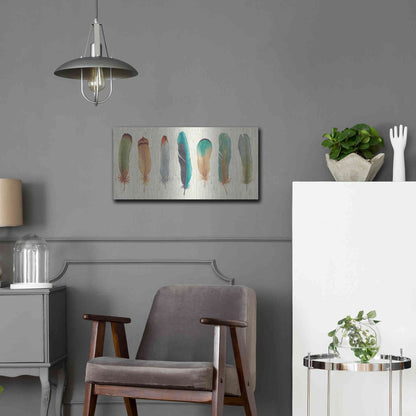 Luxe Metal Art 'Feather Tales VII' by Daphne Brissonet, Metal Wall Art,24x12