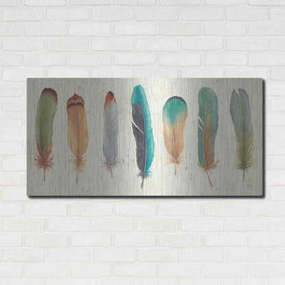 Luxe Metal Art 'Feather Tales VII' by Daphne Brissonet, Metal Wall Art,48x24