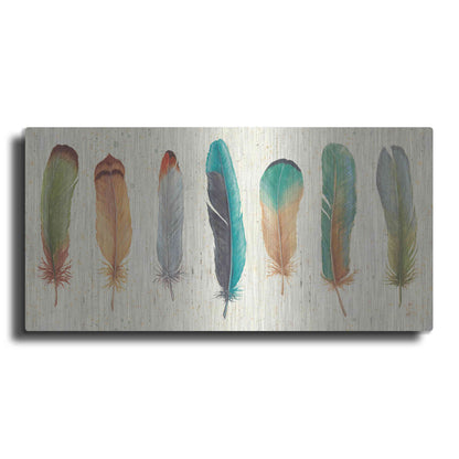 Luxe Metal Art 'Feather Tales VII' by Daphne Brissonet, Metal Wall Art