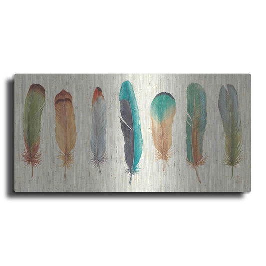 Luxe Metal Art 'Feather Tales VII' by Daphne Brissonet, Metal Wall Art