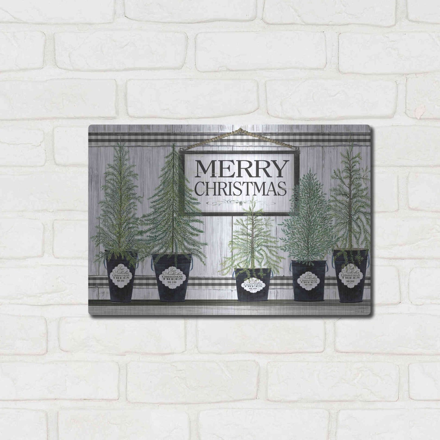 Luxe Metal Art 'Trees of Christmas' by Cindy Jacobs, Metal Wall Art,16x12