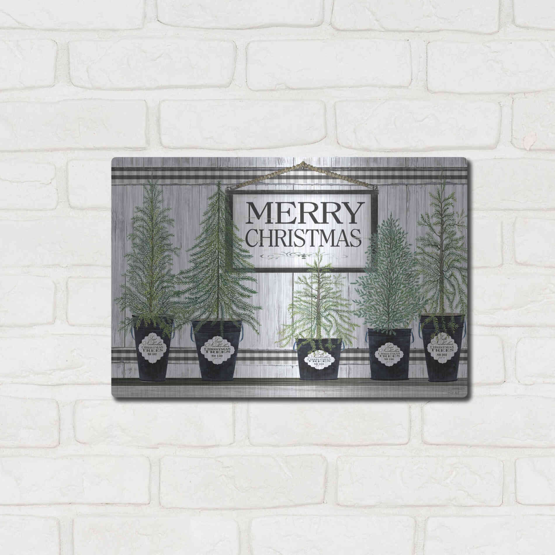 Luxe Metal Art 'Trees of Christmas' by Cindy Jacobs, Metal Wall Art,16x12