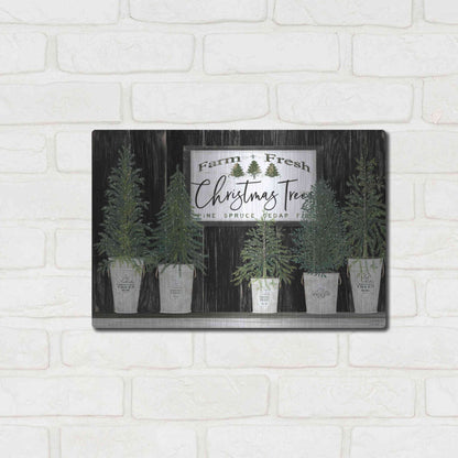 Luxe Metal Art 'Farm Fresh Trees of Christmas' by Cindy Jacobs, Metal Wall Art,16x12