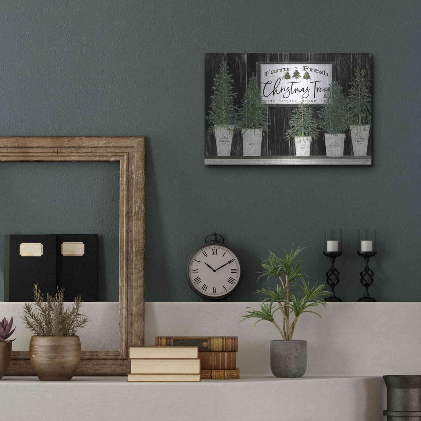 Luxe Metal Art 'Farm Fresh Trees of Christmas' by Cindy Jacobs, Metal Wall Art,16x12