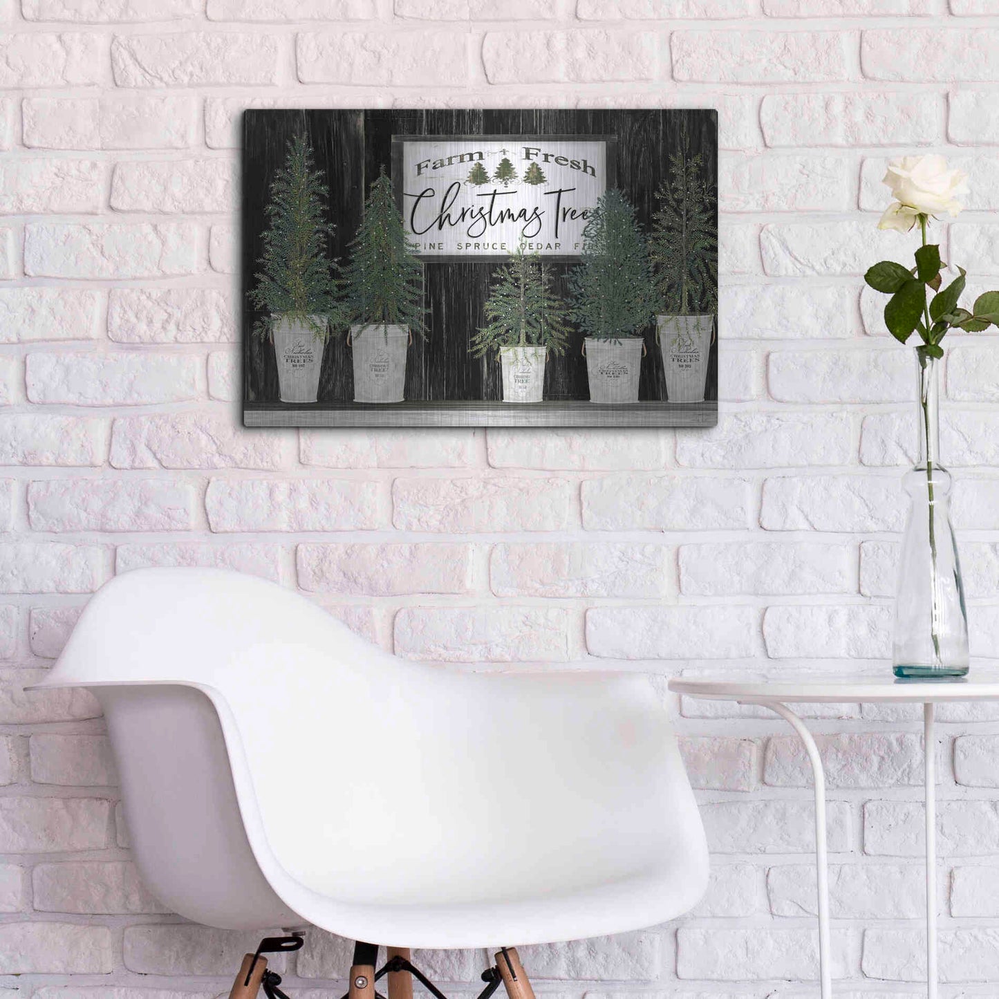 Luxe Metal Art 'Farm Fresh Trees of Christmas' by Cindy Jacobs, Metal Wall Art,24x16