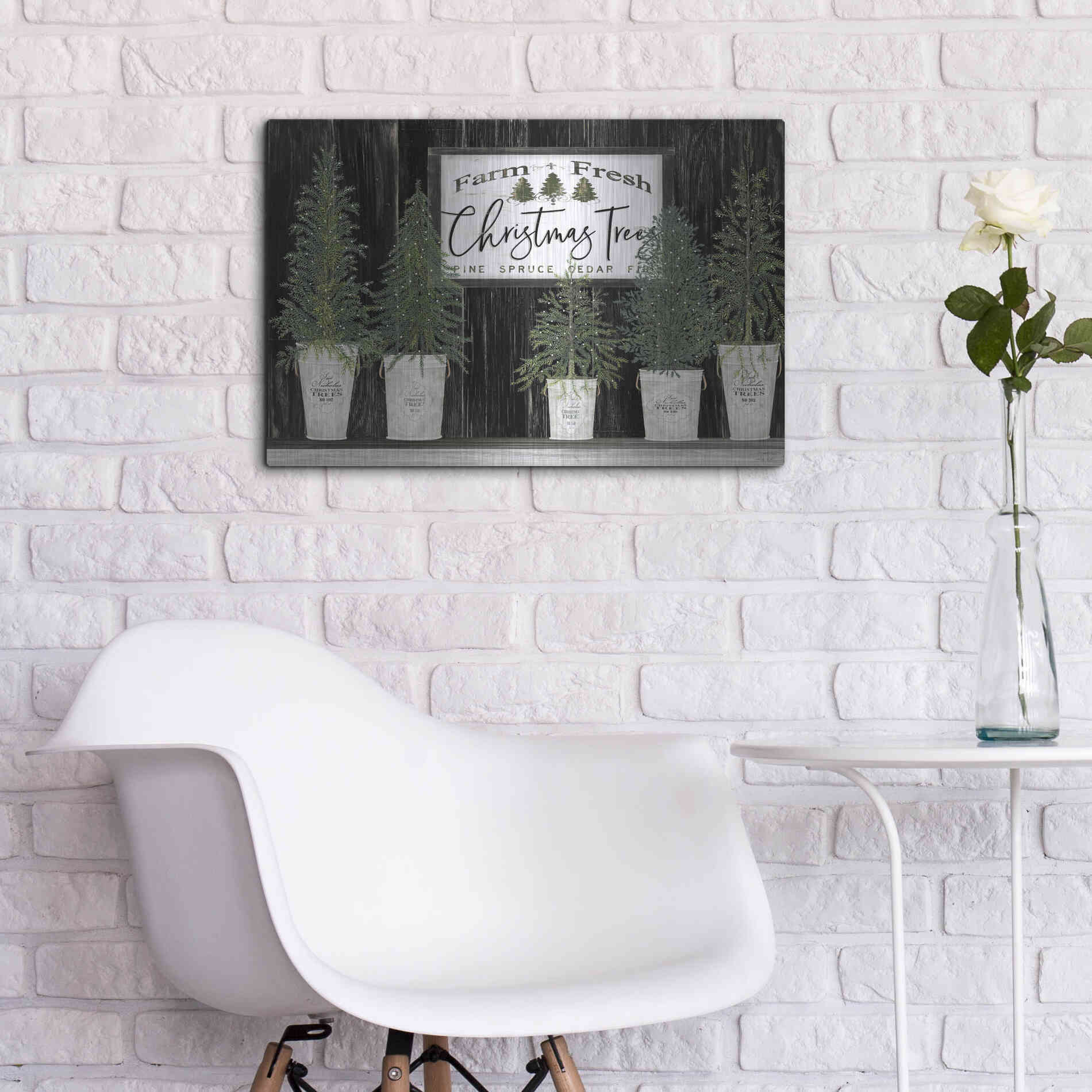 Luxe Metal Art 'Farm Fresh Trees of Christmas' by Cindy Jacobs, Metal Wall Art,24x16