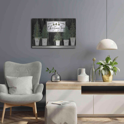 Luxe Metal Art 'Farm Fresh Trees of Christmas' by Cindy Jacobs, Metal Wall Art,24x16