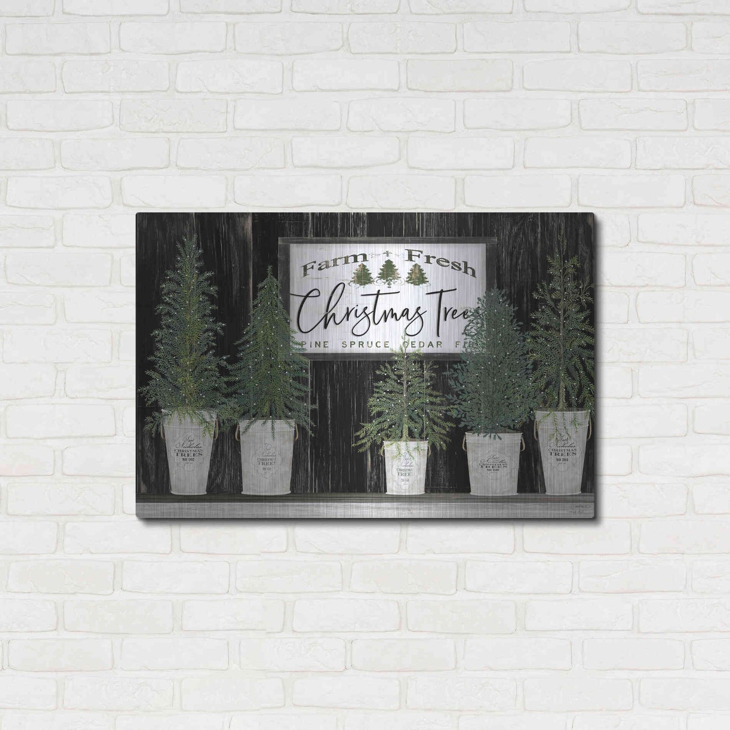 Luxe Metal Art 'Farm Fresh Trees of Christmas' by Cindy Jacobs, Metal Wall Art,36x24