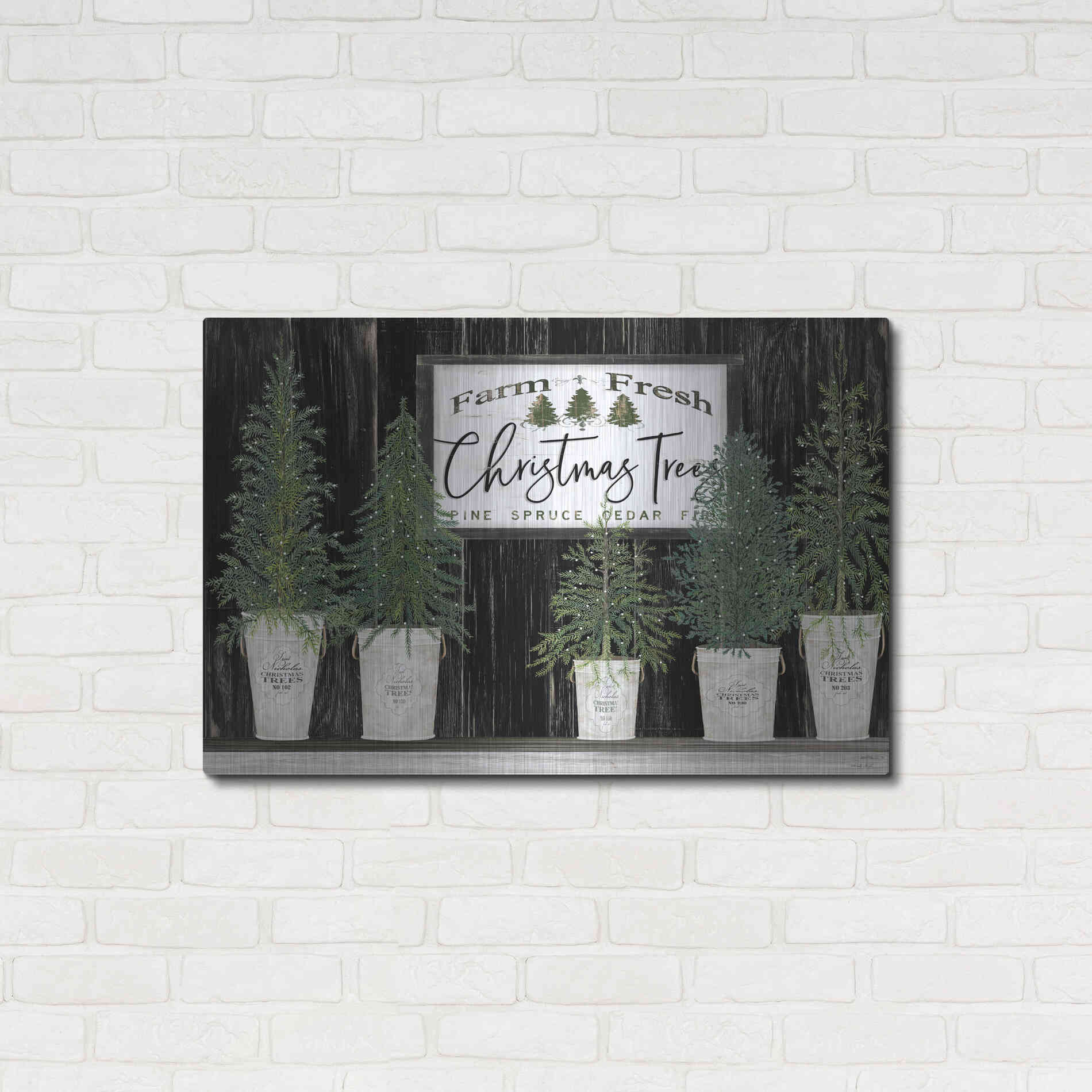 Luxe Metal Art 'Farm Fresh Trees of Christmas' by Cindy Jacobs, Metal Wall Art,36x24