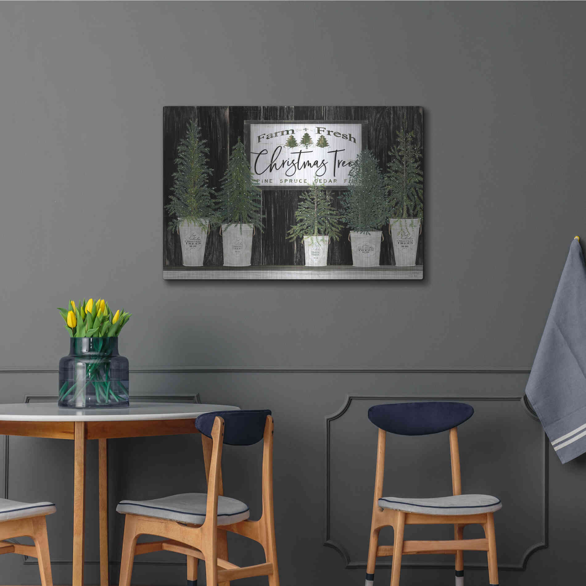 Luxe Metal Art 'Farm Fresh Trees of Christmas' by Cindy Jacobs, Metal Wall Art,36x24