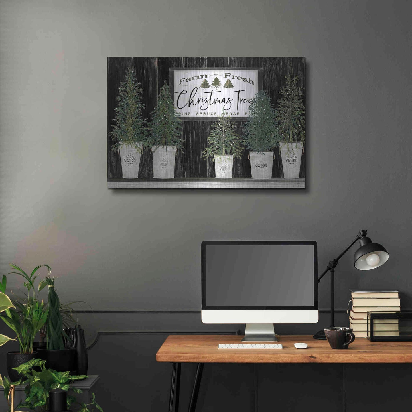 Luxe Metal Art 'Farm Fresh Trees of Christmas' by Cindy Jacobs, Metal Wall Art,36x24