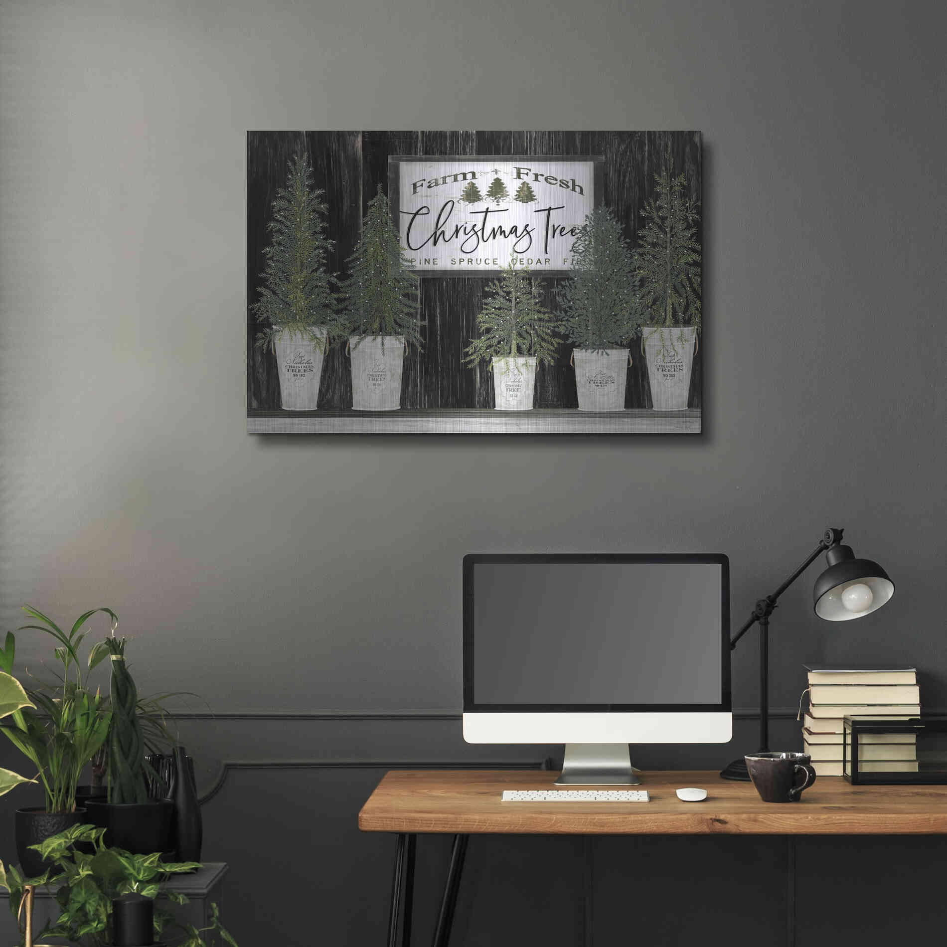 Luxe Metal Art 'Farm Fresh Trees of Christmas' by Cindy Jacobs, Metal Wall Art,36x24