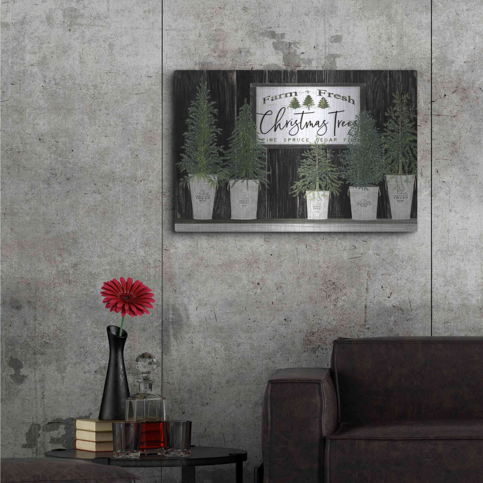 Luxe Metal Art 'Farm Fresh Trees of Christmas' by Cindy Jacobs, Metal Wall Art,36x24