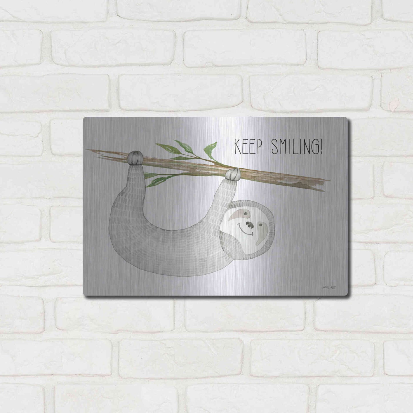 Luxe Metal Art 'Keep Smiling' by Cindy Jacobs, Metal Wall Art,16x12