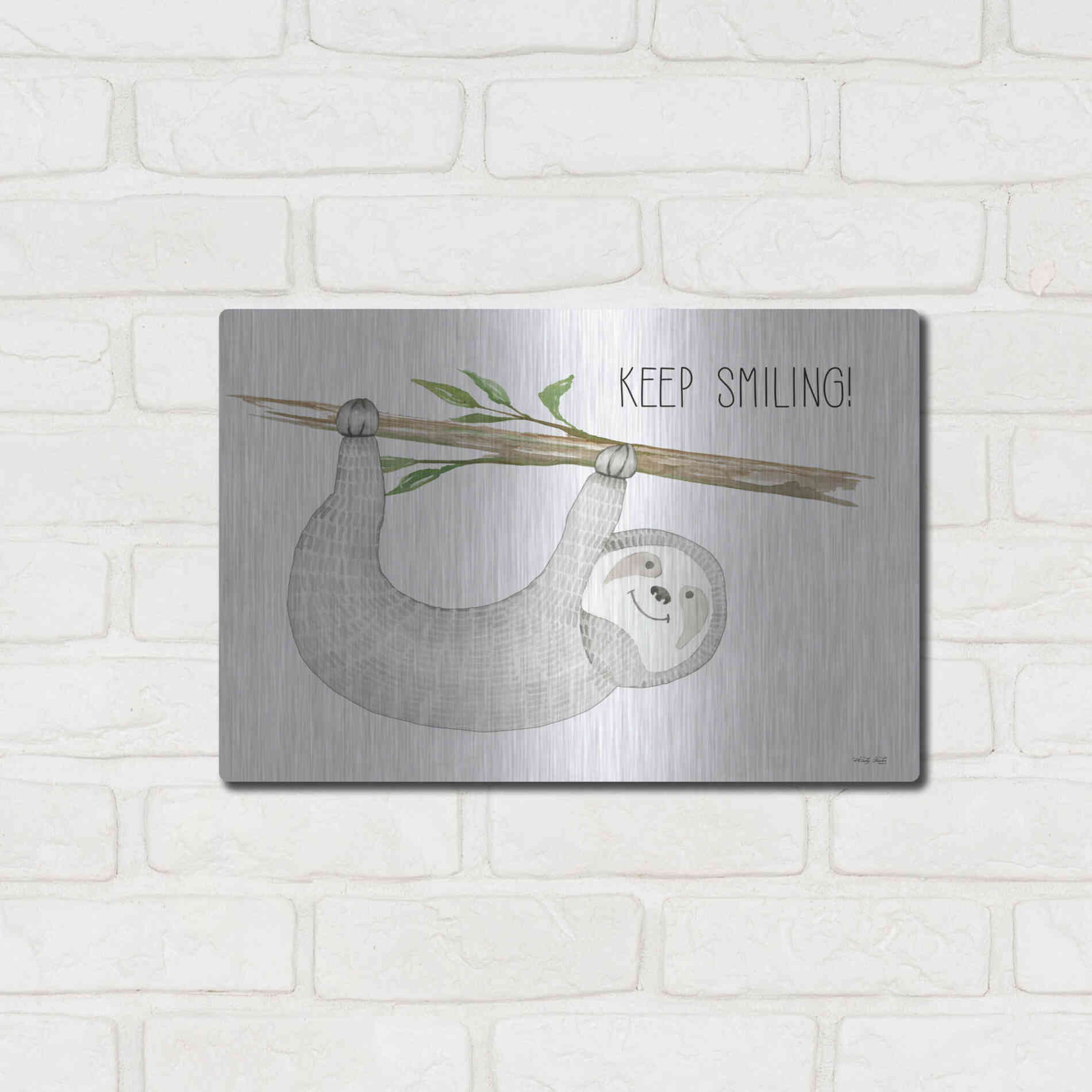 Luxe Metal Art 'Keep Smiling' by Cindy Jacobs, Metal Wall Art,16x12