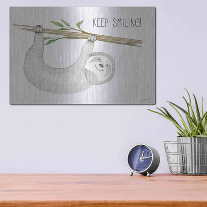 Luxe Metal Art 'Keep Smiling' by Cindy Jacobs, Metal Wall Art,16x12
