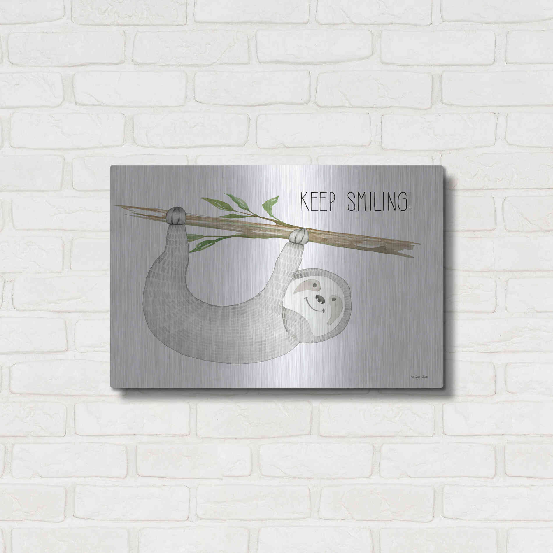Luxe Metal Art 'Keep Smiling' by Cindy Jacobs, Metal Wall Art,24x16