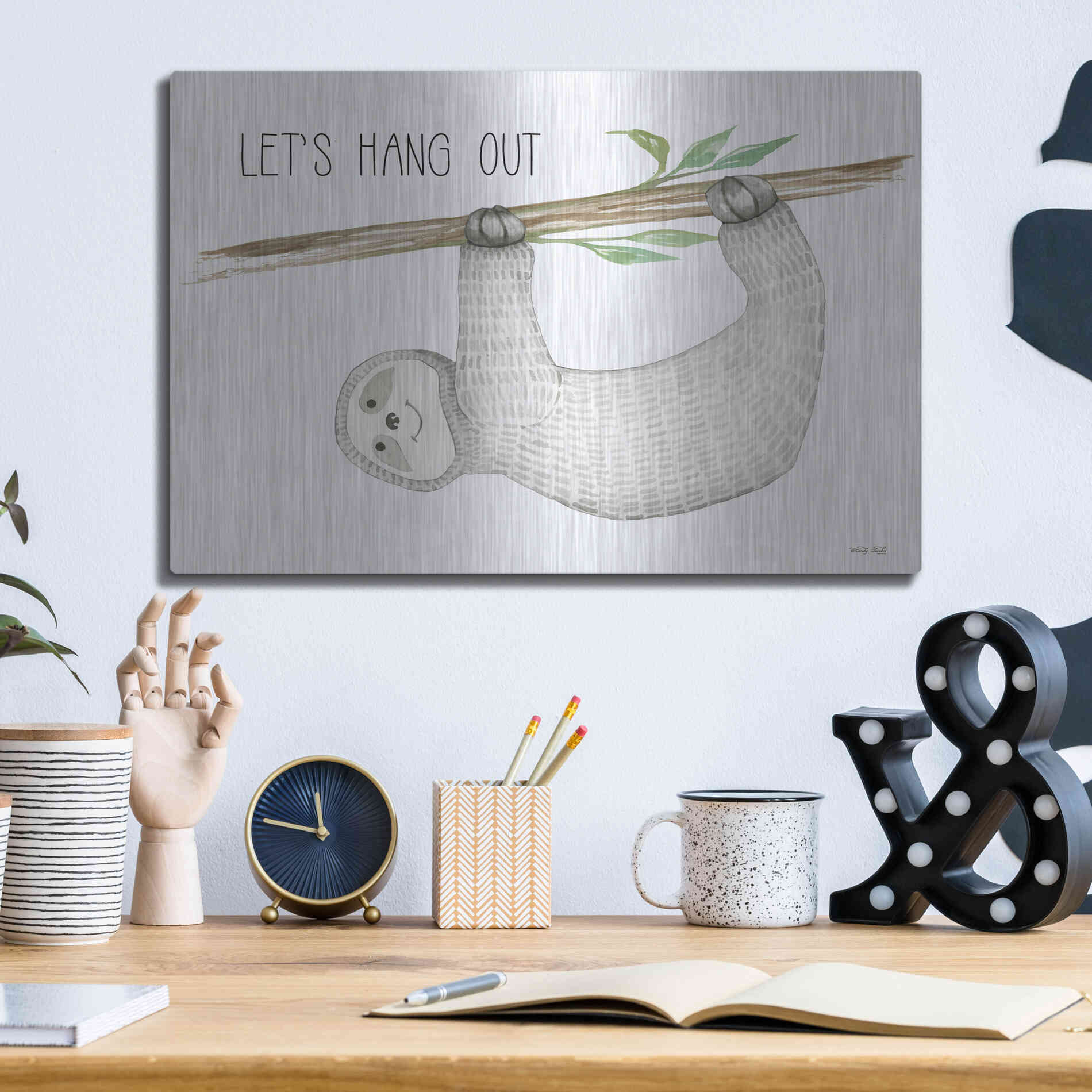 Luxe Metal Art 'Let's Hang Out' by Cindy Jacobs, Metal Wall Art,16x12