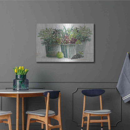 Luxe Metal Art 'Farmer Market Succulent Harvest' by Cindy Jacobs, Metal Wall Art,36x24
