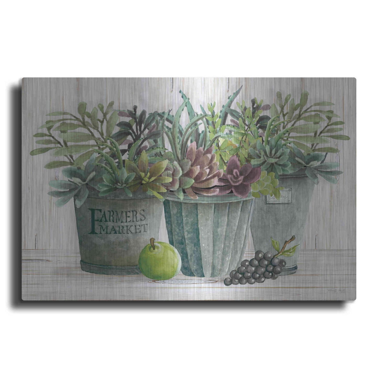 Luxe Metal Art 'Farmer Market Succulent Harvest' by Cindy Jacobs, Metal Wall Art