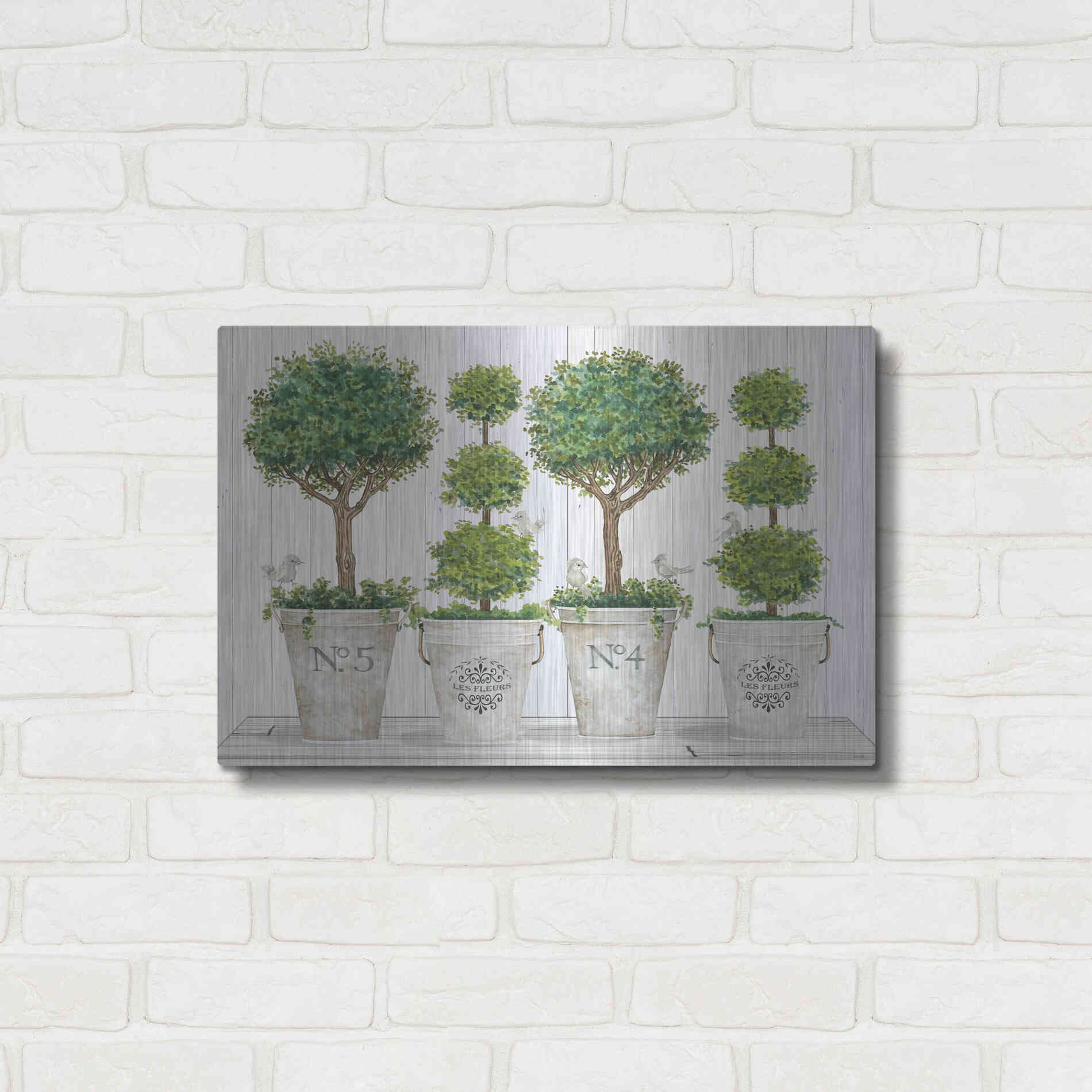 Luxe Metal Art 'Topiary Still Life' by Cindy Jacobs, Metal Wall Art,24x16