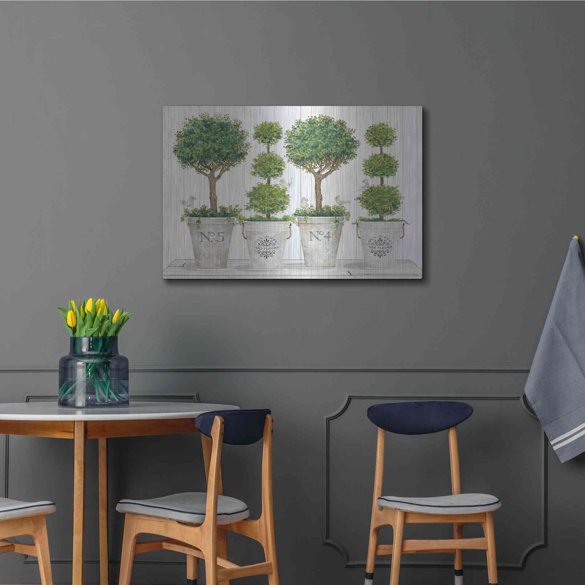 Luxe Metal Art 'Topiary Still Life' by Cindy Jacobs, Metal Wall Art,36x24