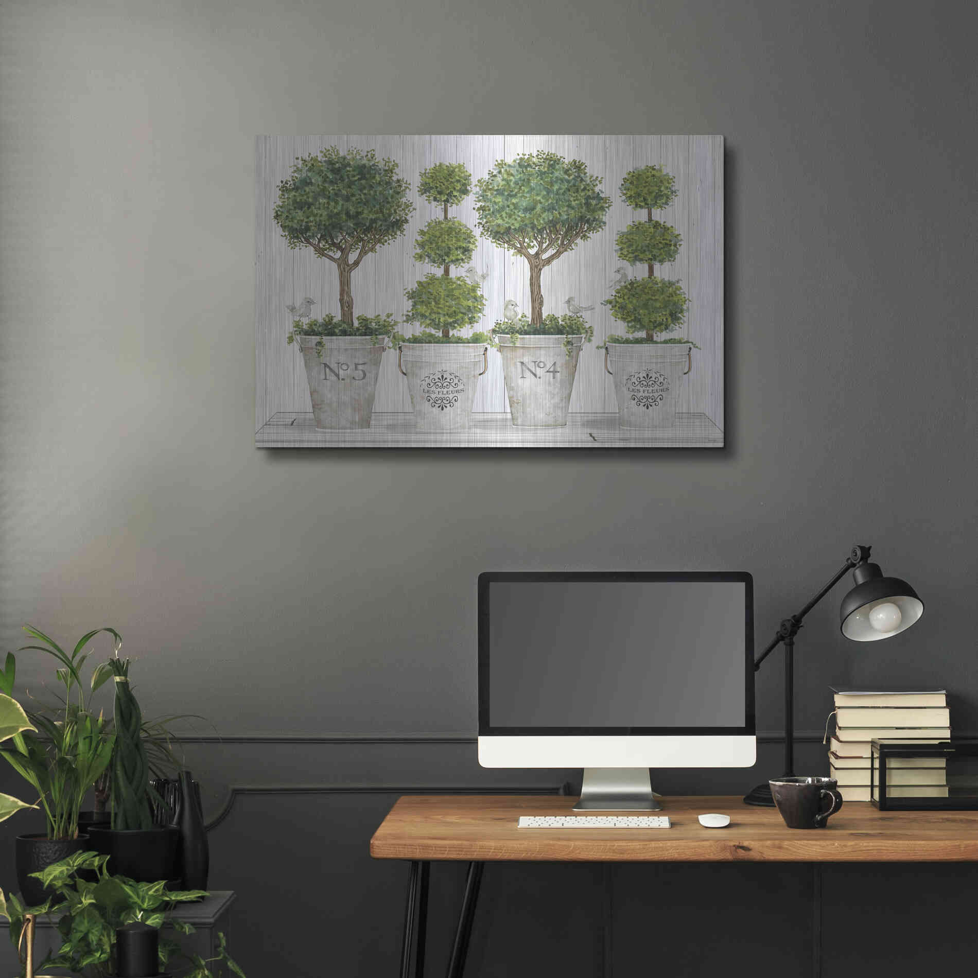 Luxe Metal Art 'Topiary Still Life' by Cindy Jacobs, Metal Wall Art,36x24