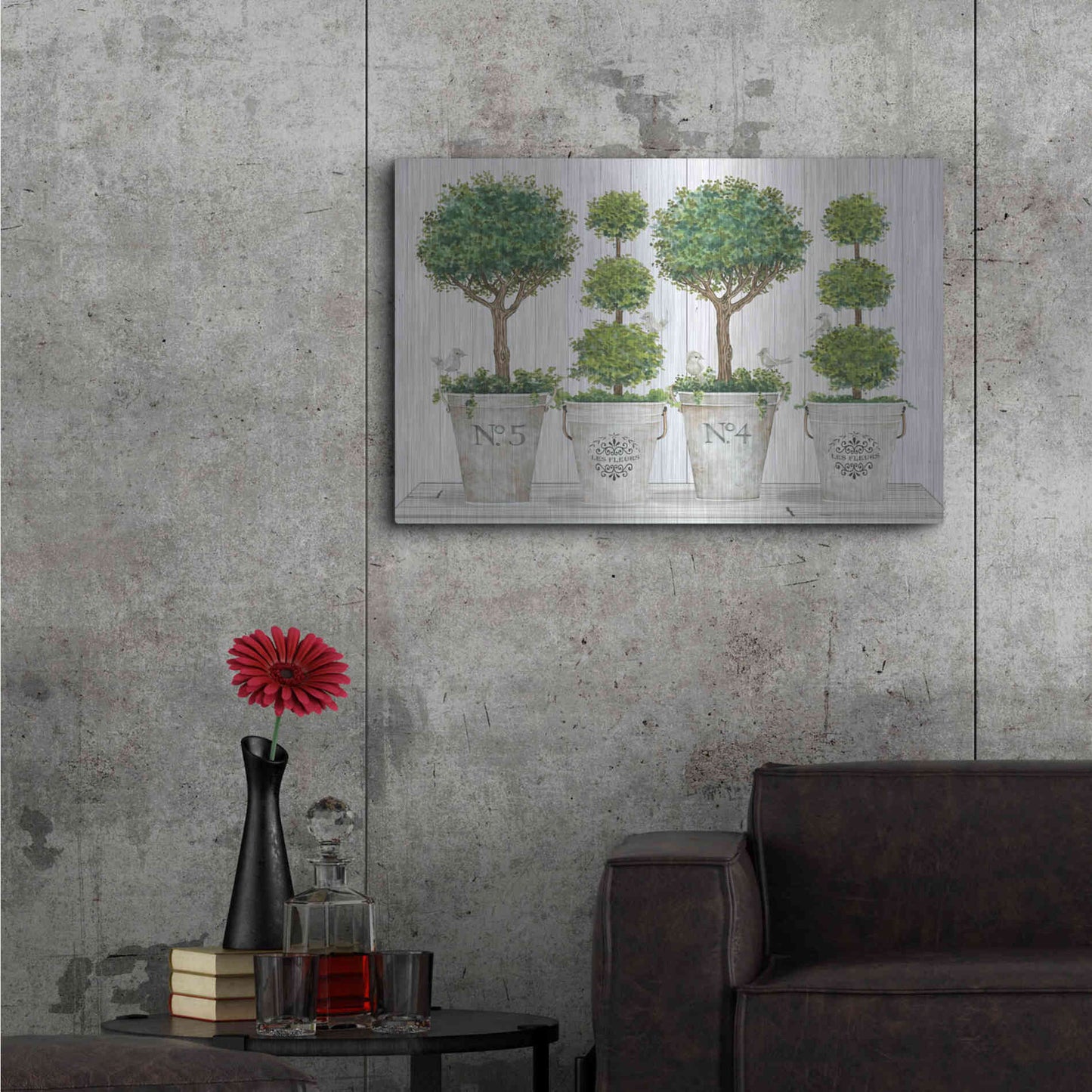 Luxe Metal Art 'Topiary Still Life' by Cindy Jacobs, Metal Wall Art,36x24
