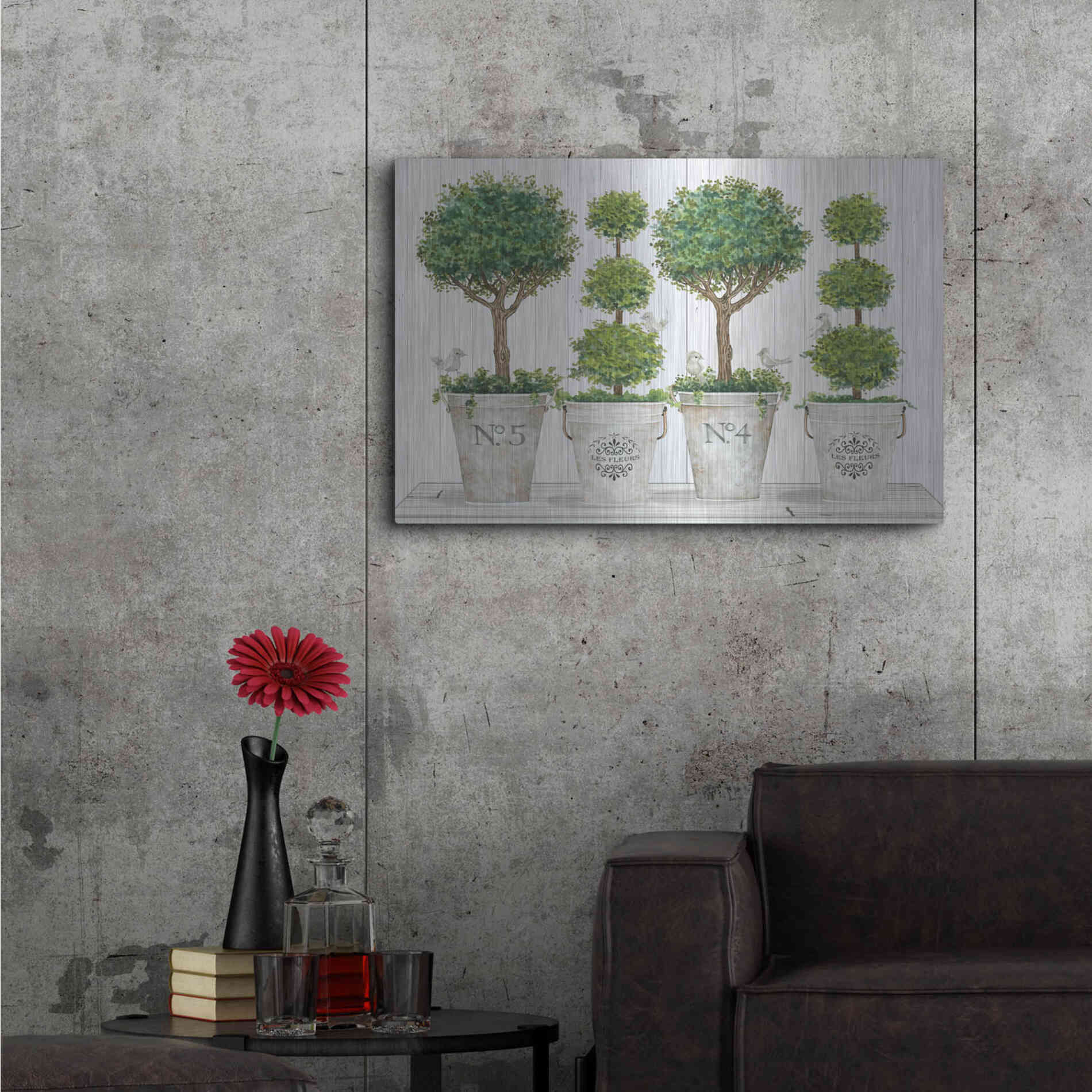 Luxe Metal Art 'Topiary Still Life' by Cindy Jacobs, Metal Wall Art,36x24