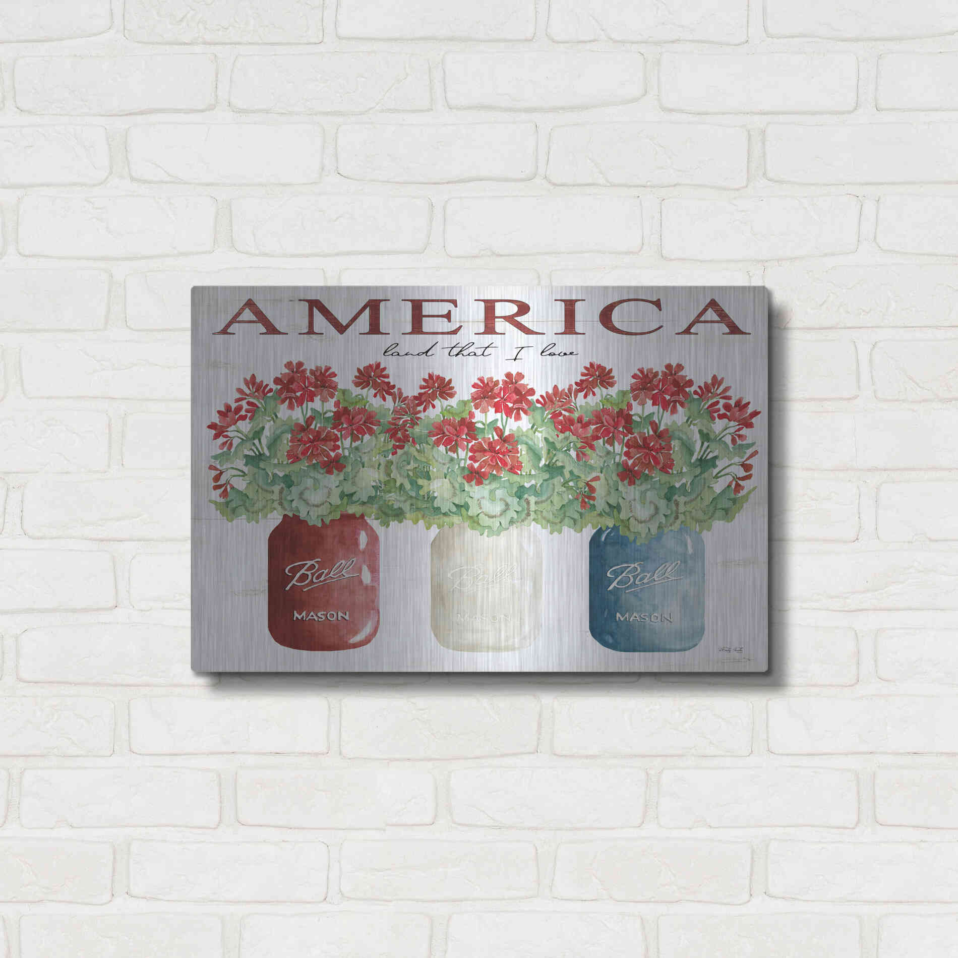 Luxe Metal Art 'America Glass Jars' by Cindy Jacobs, Metal Wall Art,24x16