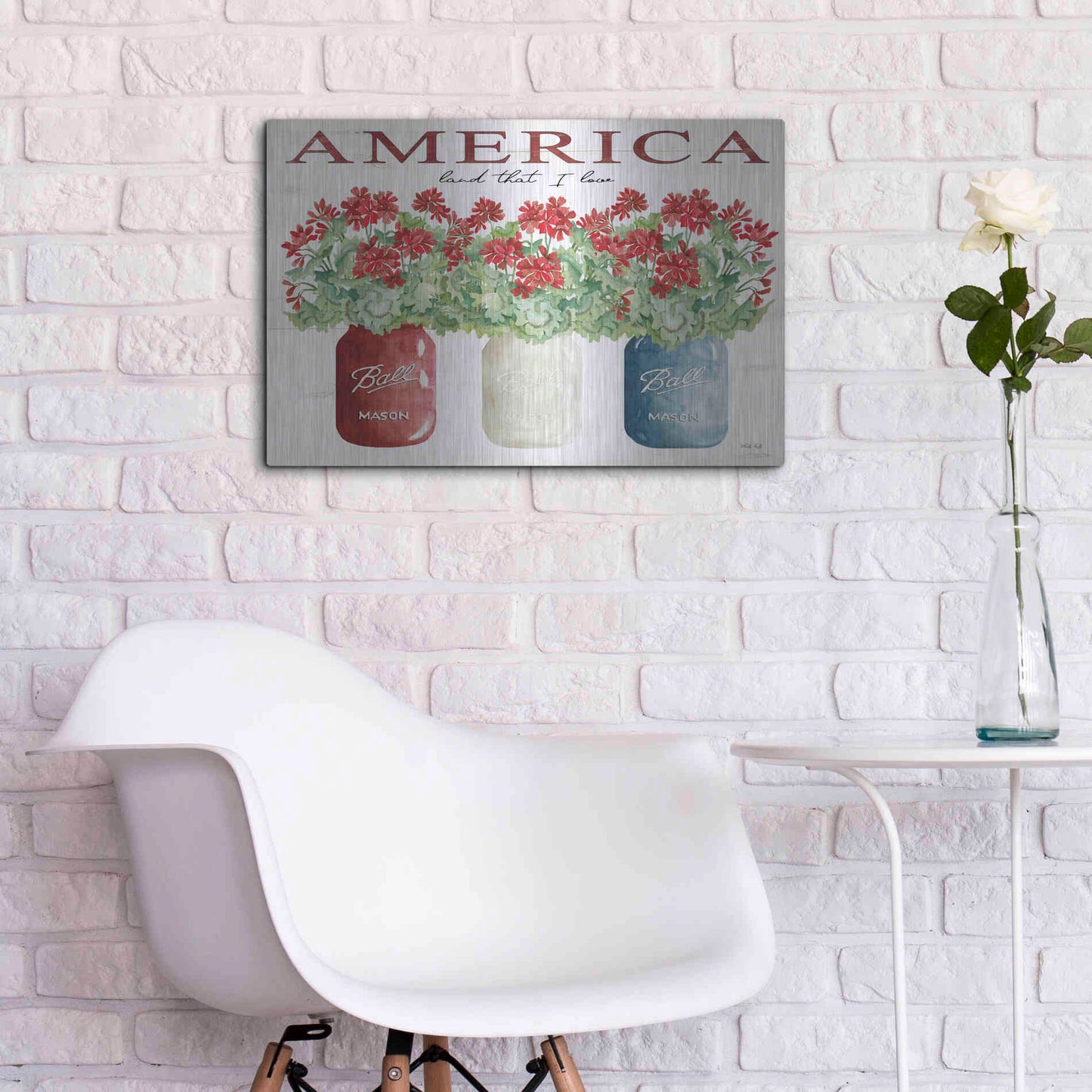 Luxe Metal Art 'America Glass Jars' by Cindy Jacobs, Metal Wall Art,24x16