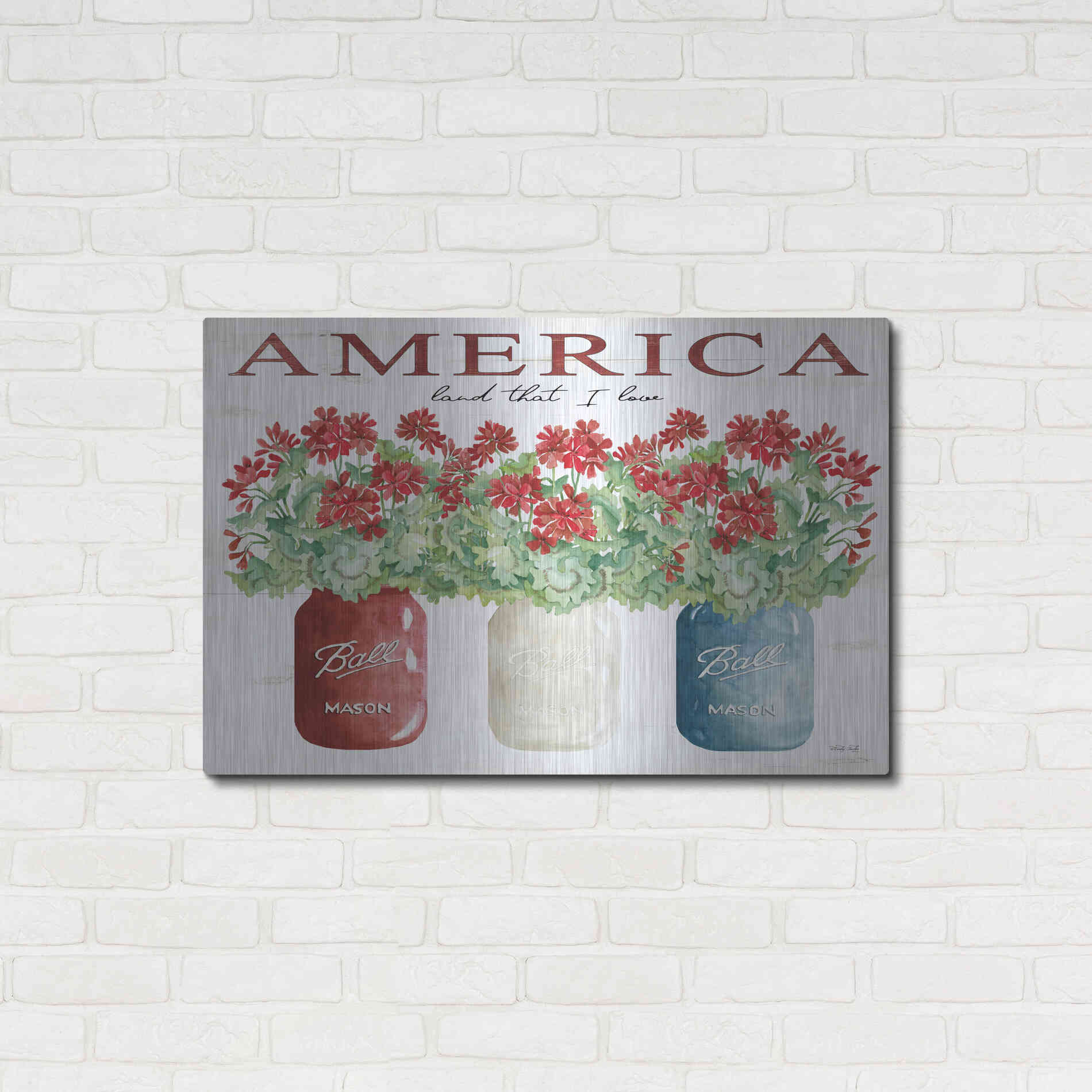 Luxe Metal Art 'America Glass Jars' by Cindy Jacobs, Metal Wall Art,36x24