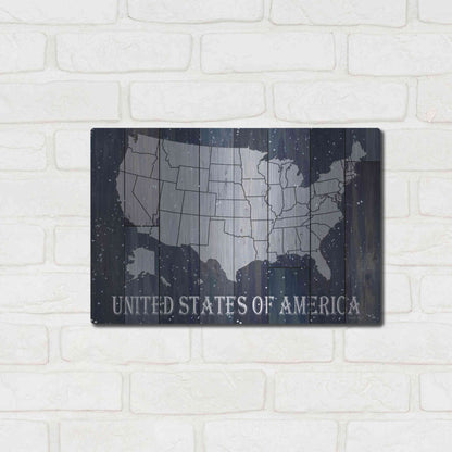 Luxe Metal Art 'Navy United States of America' by Cindy Jacobs, Metal Wall Art,16x12