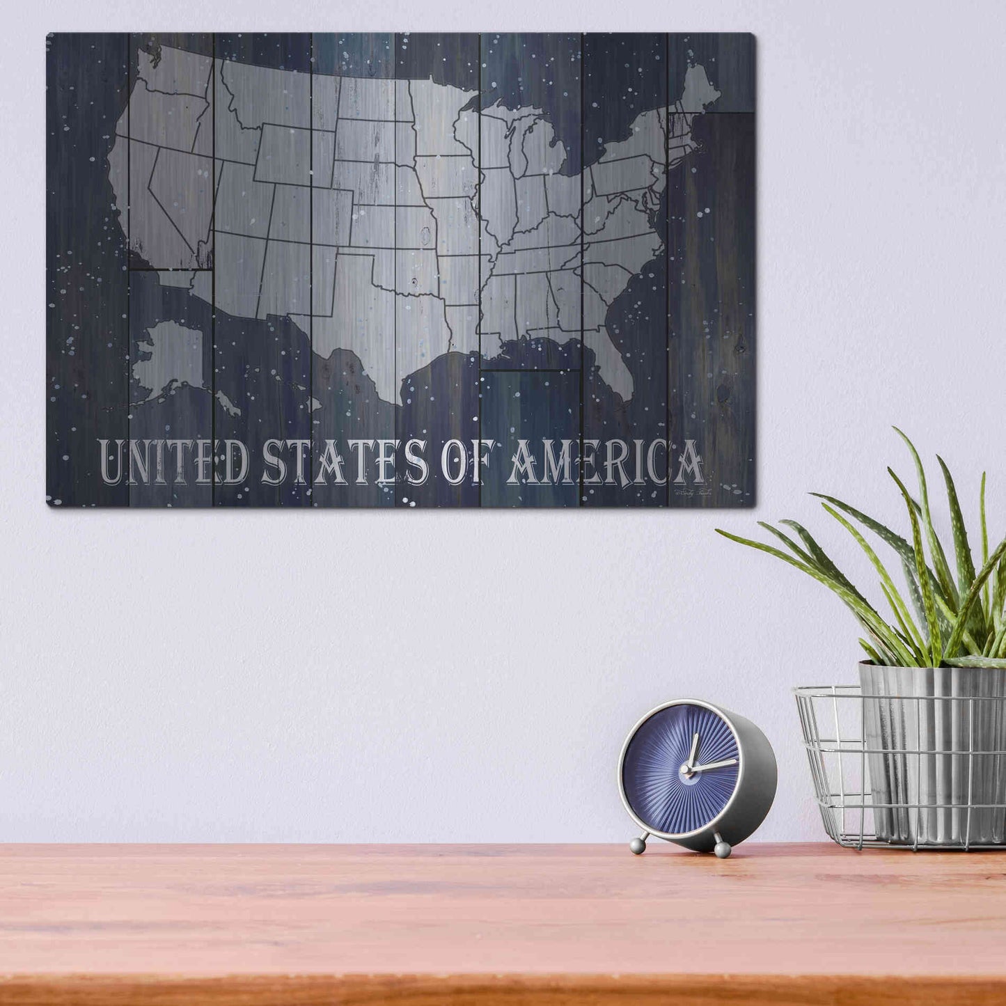 Luxe Metal Art 'Navy United States of America' by Cindy Jacobs, Metal Wall Art,16x12