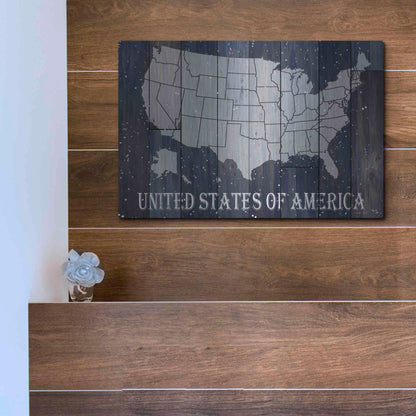 Luxe Metal Art 'Navy United States of America' by Cindy Jacobs, Metal Wall Art,16x12
