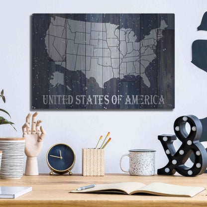 Luxe Metal Art 'Navy United States of America' by Cindy Jacobs, Metal Wall Art,16x12