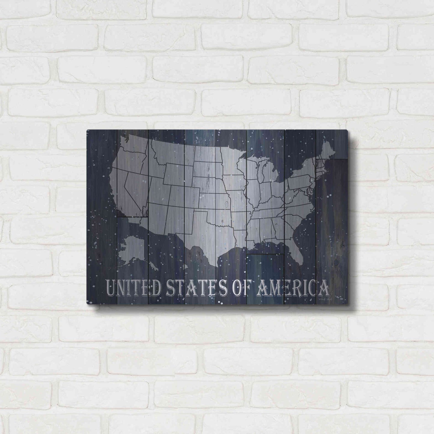 Luxe Metal Art 'Navy United States of America' by Cindy Jacobs, Metal Wall Art,24x16