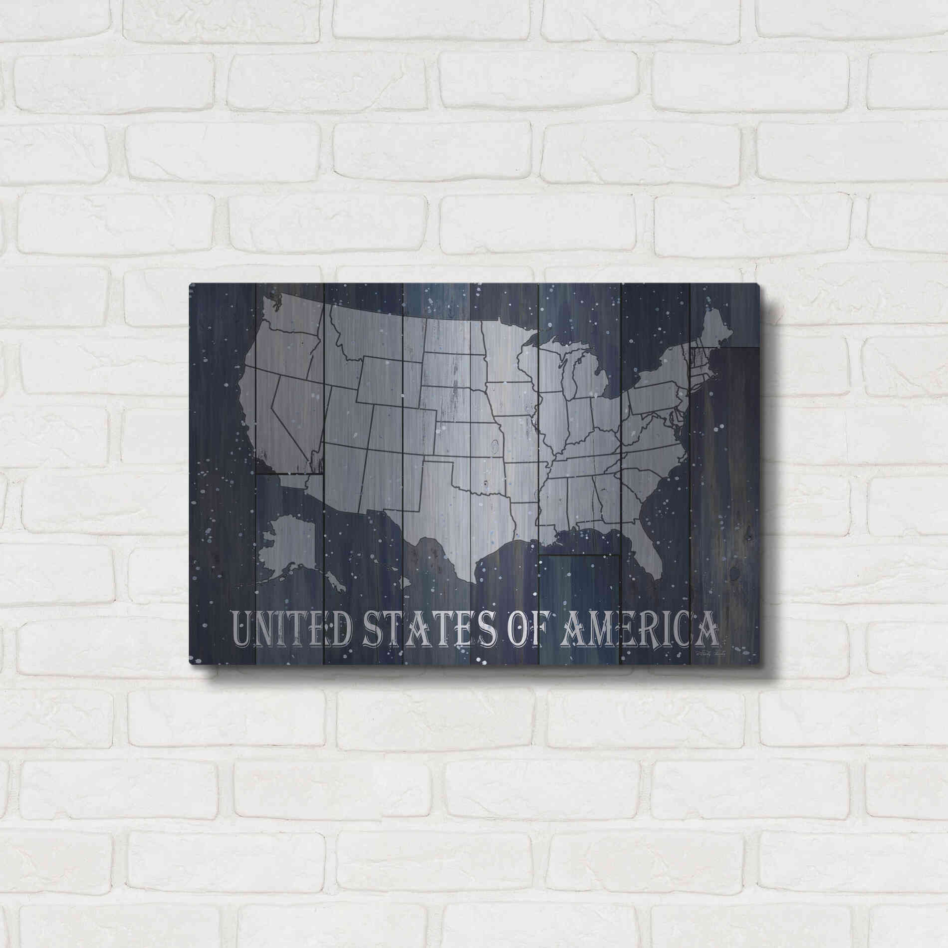 Luxe Metal Art 'Navy United States of America' by Cindy Jacobs, Metal Wall Art,24x16