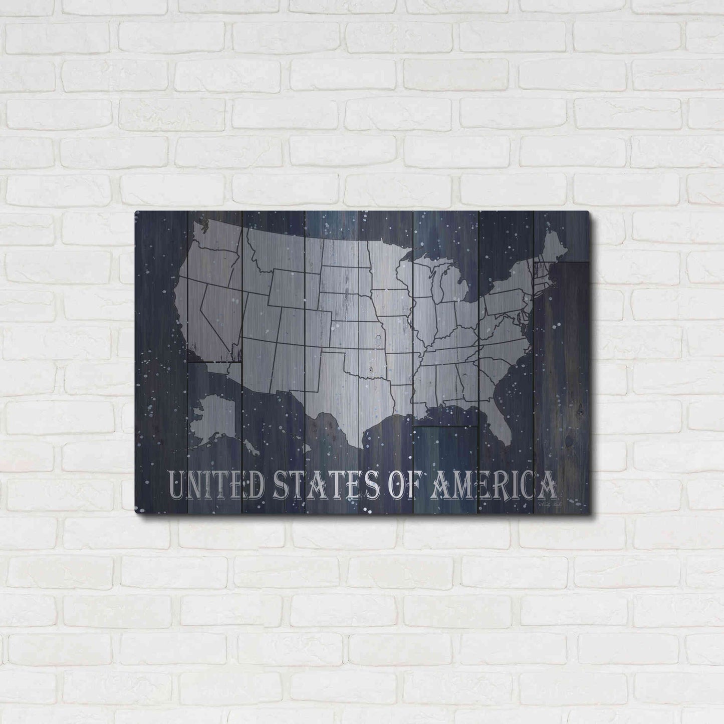 Luxe Metal Art 'Navy United States of America' by Cindy Jacobs, Metal Wall Art,36x24