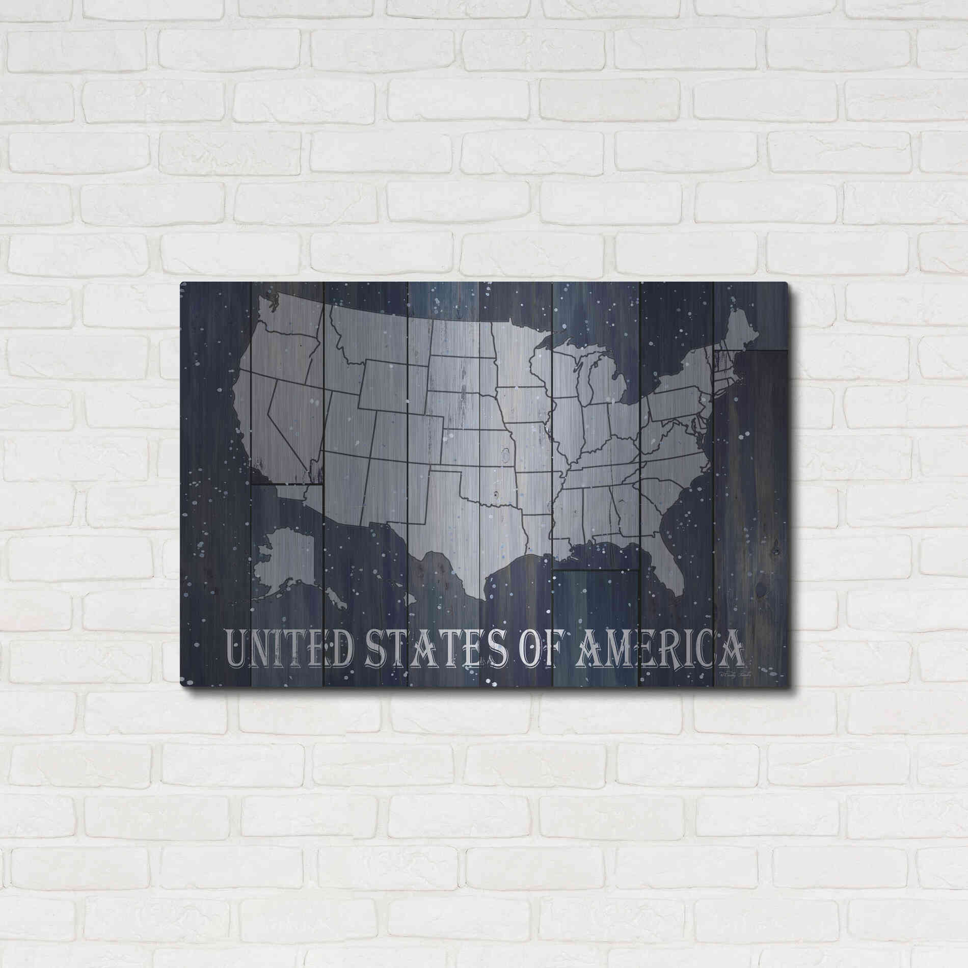 Luxe Metal Art 'Navy United States of America' by Cindy Jacobs, Metal Wall Art,36x24