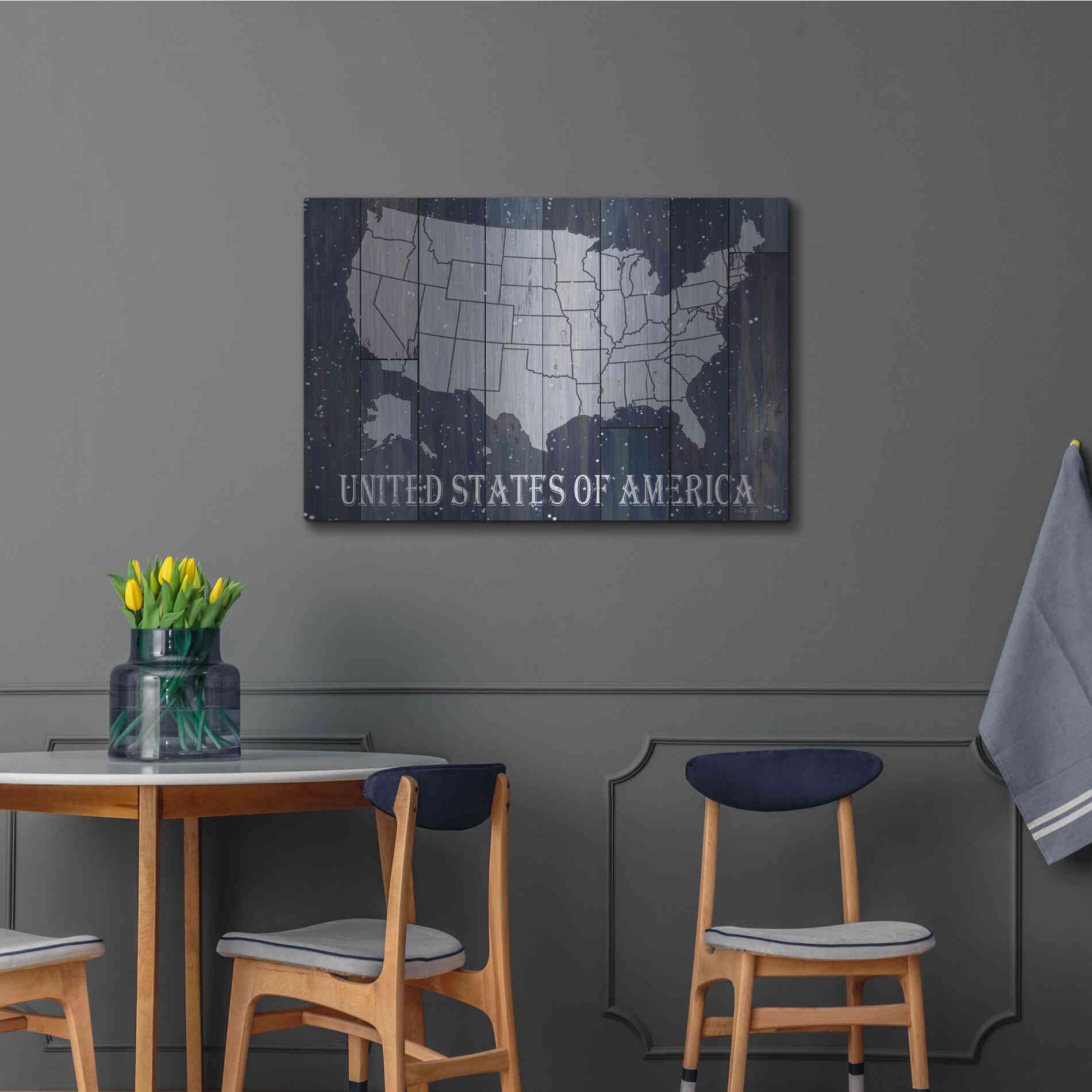 Luxe Metal Art 'Navy United States of America' by Cindy Jacobs, Metal Wall Art,36x24