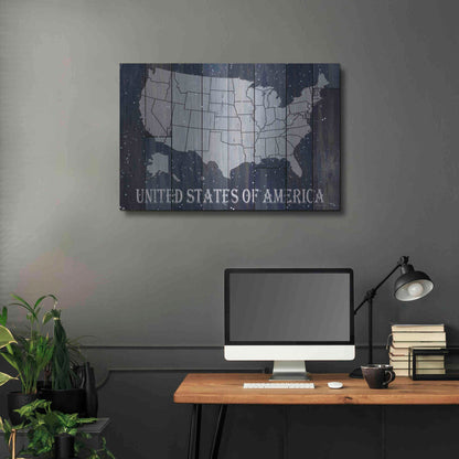 Luxe Metal Art 'Navy United States of America' by Cindy Jacobs, Metal Wall Art,36x24