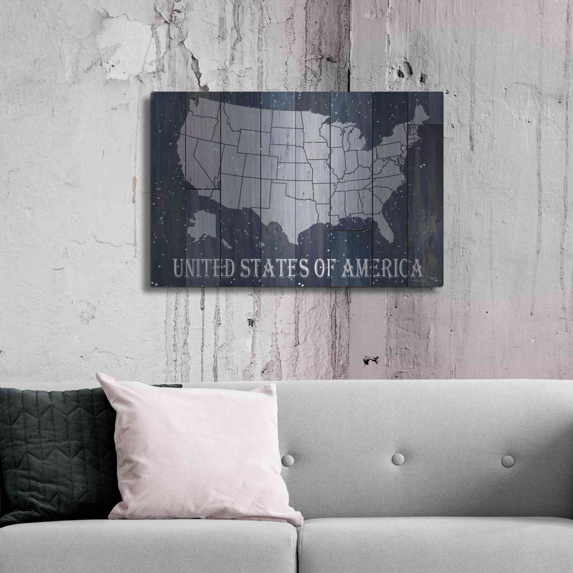 Luxe Metal Art 'Navy United States of America' by Cindy Jacobs, Metal Wall Art,36x24