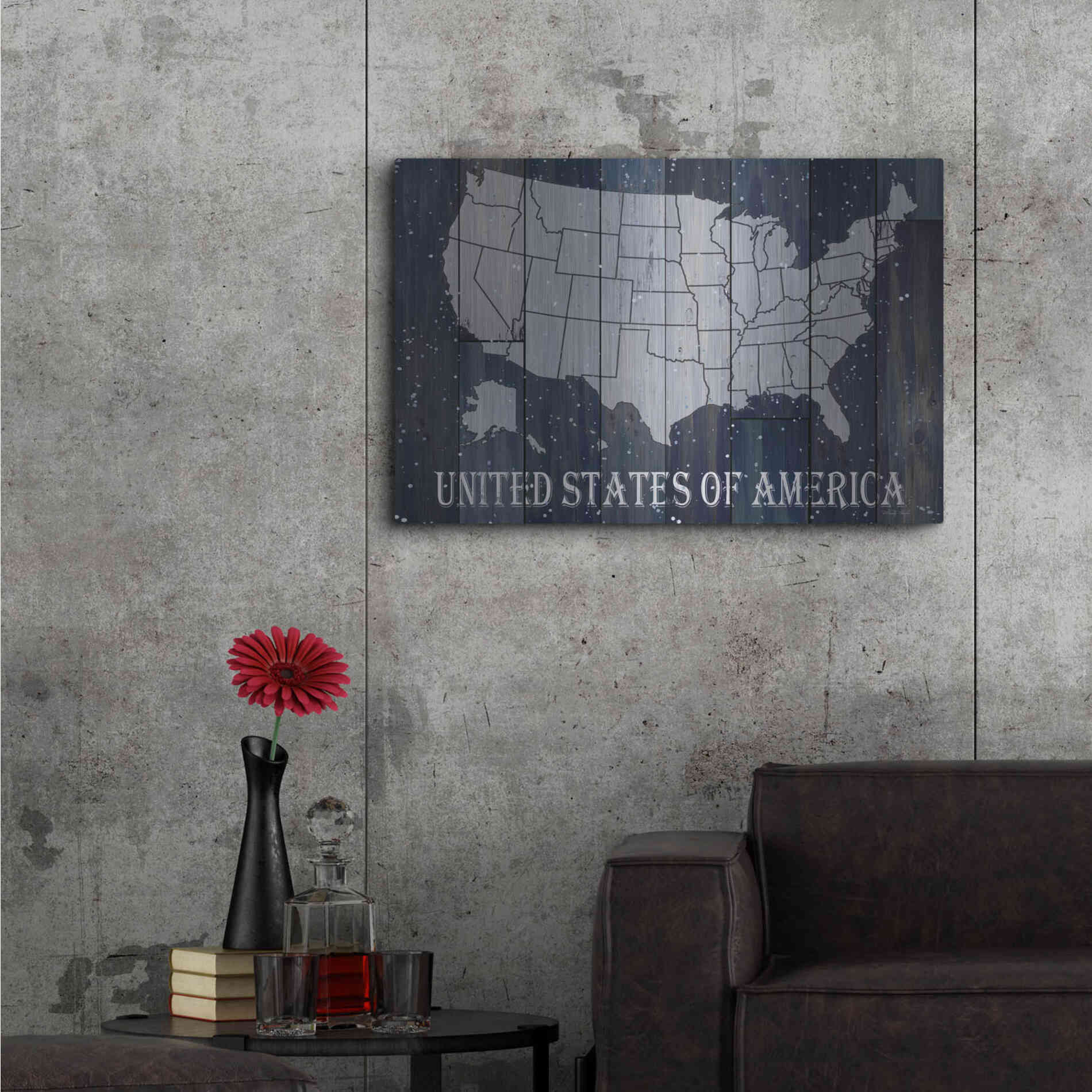 Luxe Metal Art 'Navy United States of America' by Cindy Jacobs, Metal Wall Art,36x24