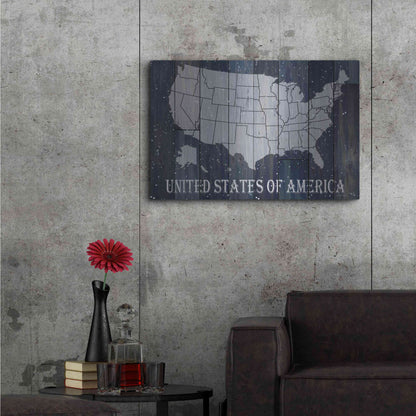 Luxe Metal Art 'Navy United States of America' by Cindy Jacobs, Metal Wall Art,36x24